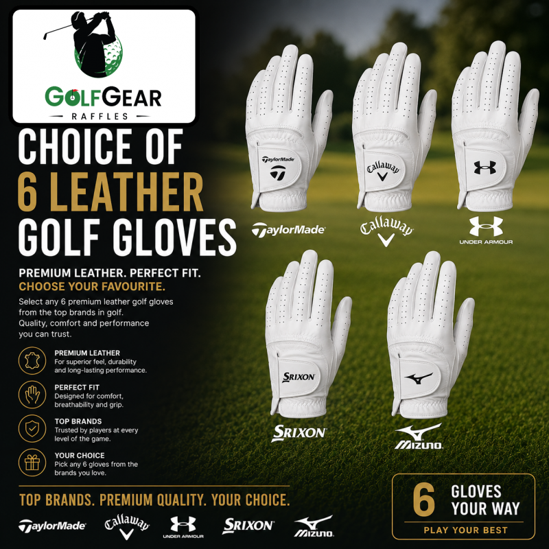 YOUR CHOICE OF 6 GOLF GLOVES